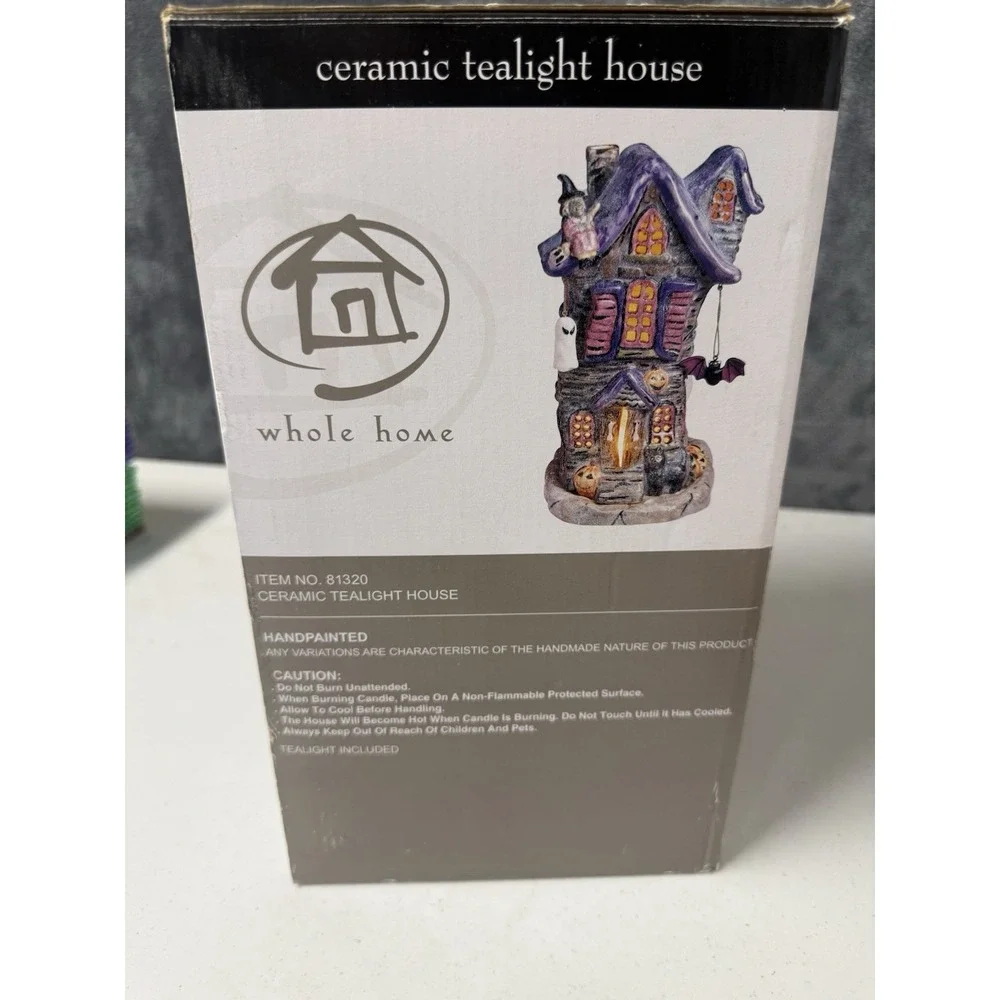 Hallmark Keepsake Votive Candle Haunted House Ceramic Colorful Brand New 11